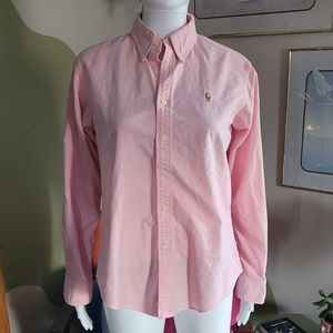 Ralph Lauren Light Pink Classic Fit Cotton Long Sleeve Button Up Shirt - Size 8